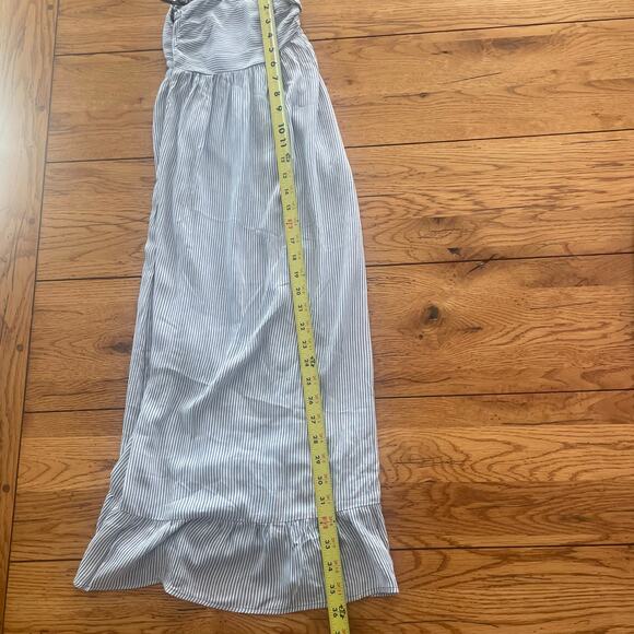 Nautical Pinstriped Sweetheart Twist Neckline Midi Dress Sz M  Blue & White - Picture 4 of 10